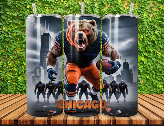 20 oz Chicago Football Bear Tumbler 🏈 Grab Yours!
