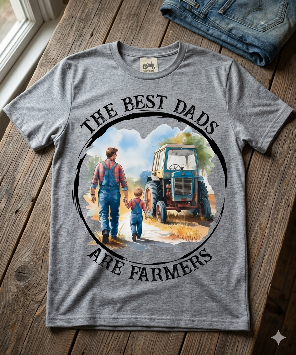 Heartwarming "The Best Dads Are Farmers" Graphic Tee