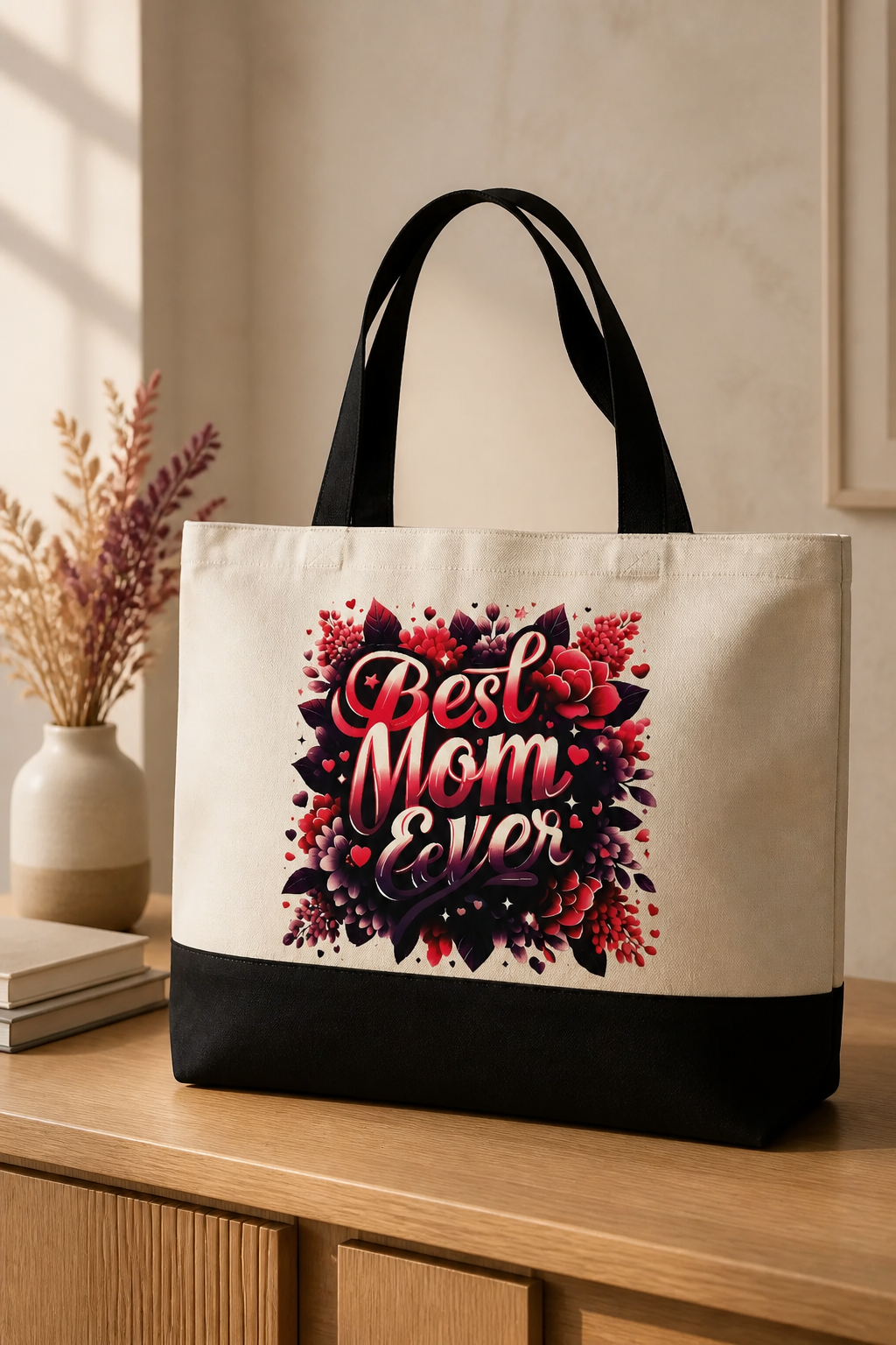 Best Mom Ever Gifts Tote Bag – New Mom Gift Idea for Women, Canvas Bag for Mom to Be, First Time Mom