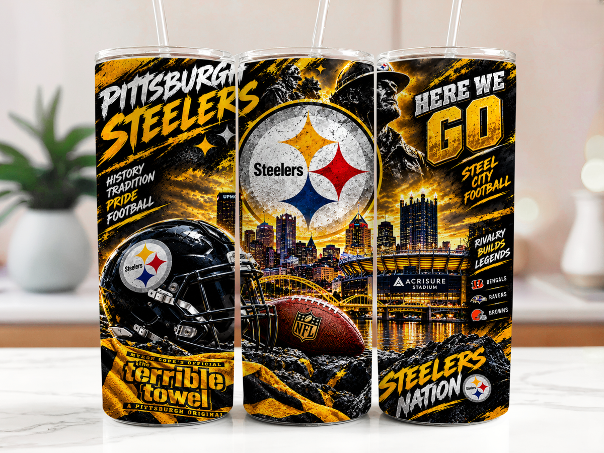 20 oz Pittsburgh Steelers Steel City Gold Skinny Tumbler