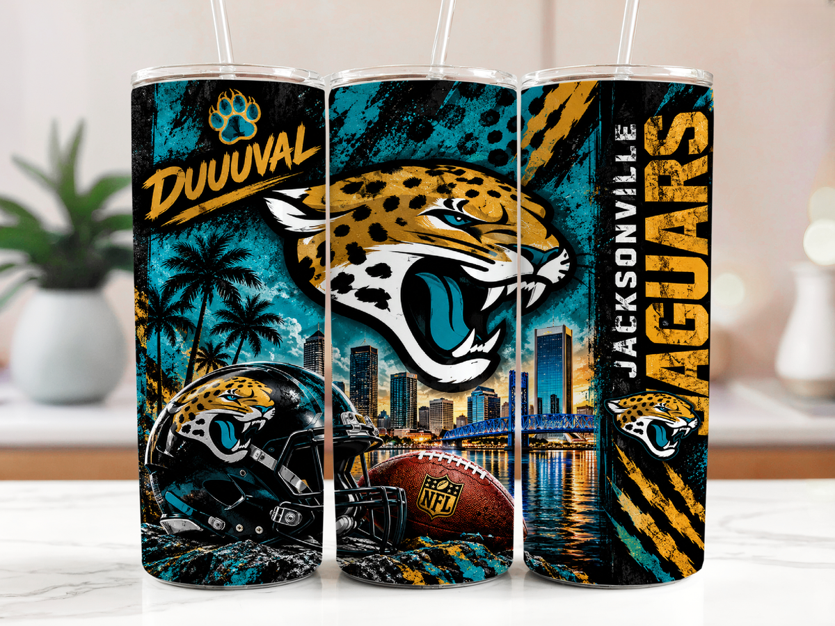 20 oz Jacksonville Jaguars Teal & Gold Skinny Tumbler