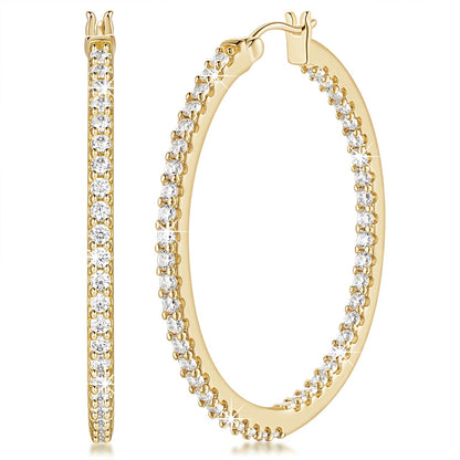 EternalShine 14K Gold CZ Hoop Earrings
