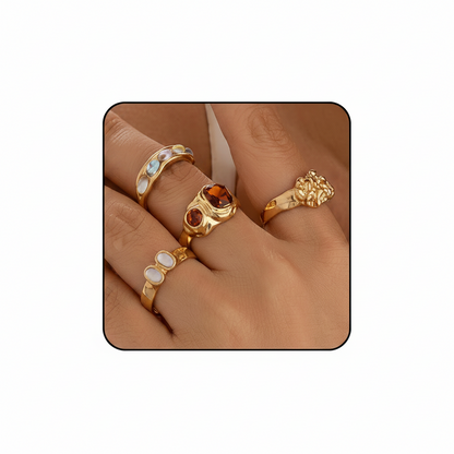 Chunky Statement Rings Set — Adjustable Gold & Silver (4 pcs)
