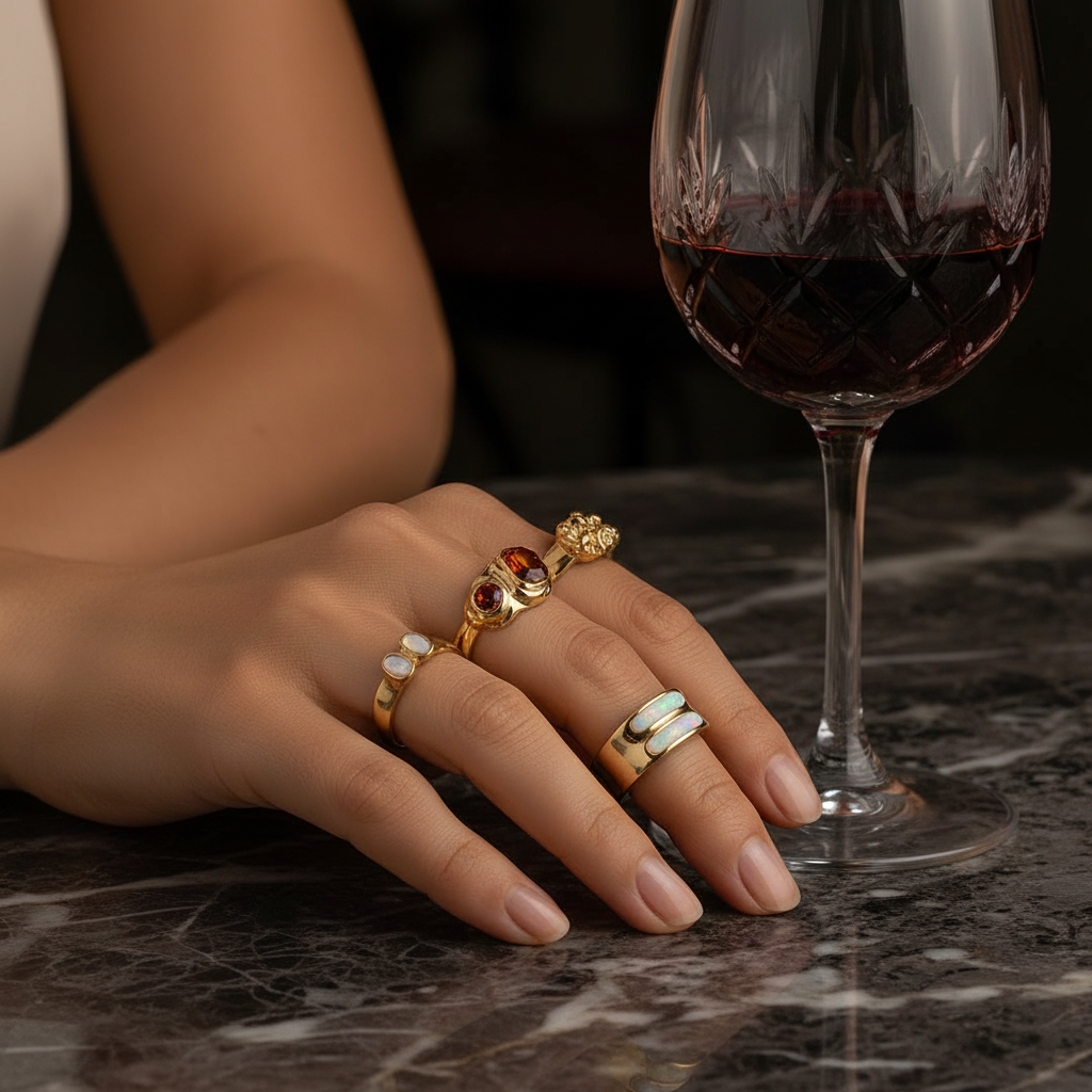Chunky Statement Rings Set — Adjustable Gold & Silver (4 pcs)