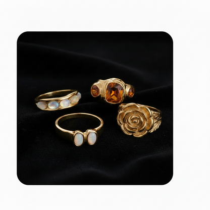Chunky Statement Rings Set — Adjustable Gold & Silver (4 pcs)