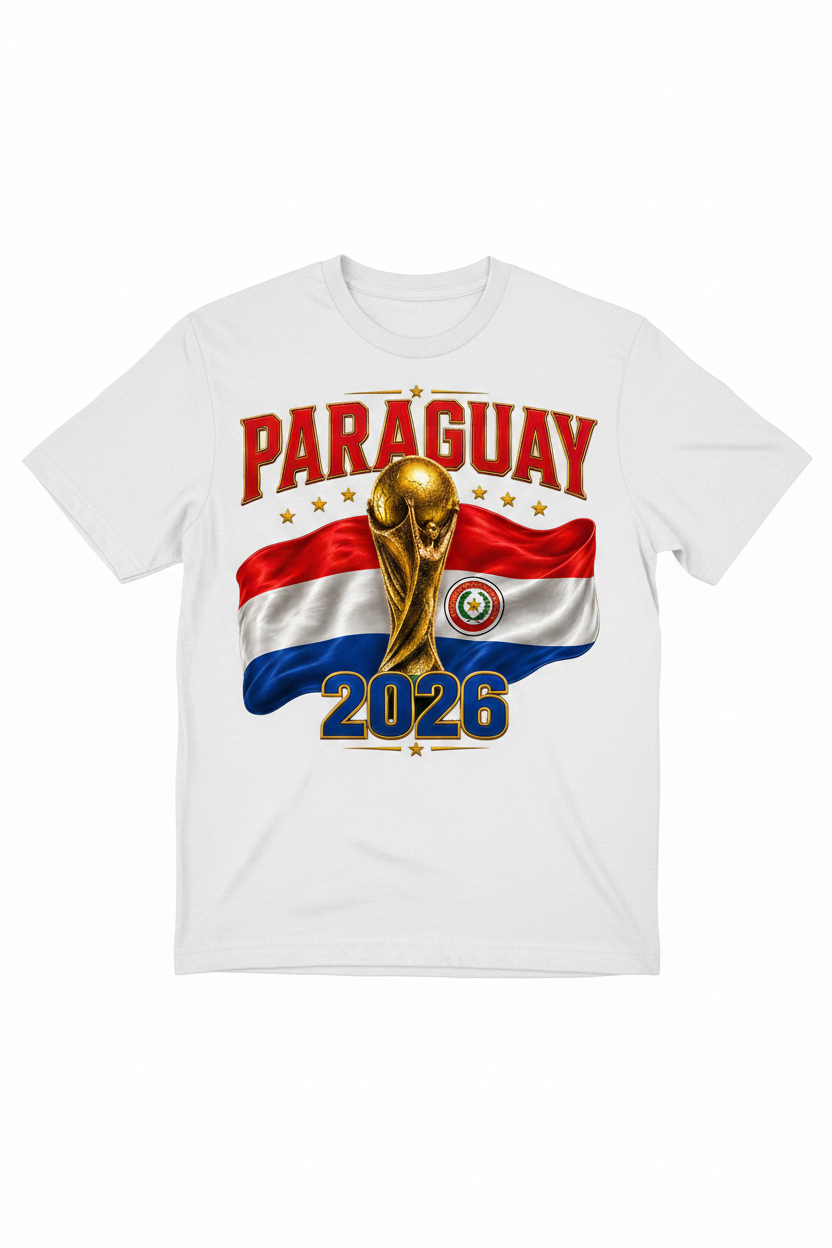 Gold trophy with Paraguayan flag and '2026' text on a white background