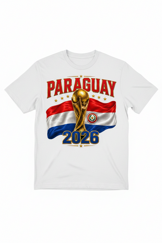 Gold trophy with Paraguayan flag and '2026' text on a white background