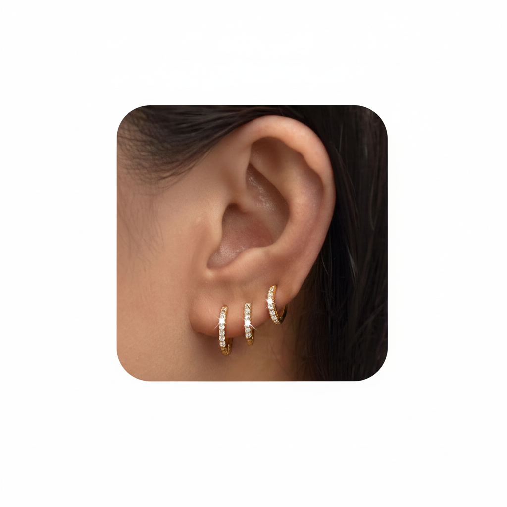 14K Gold Plated Kenivira Huggie Hoop Earrings