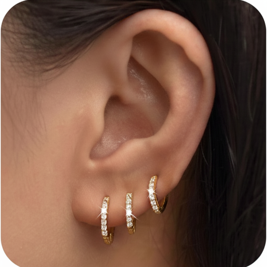 14K Gold Plated Kenivira Huggie Hoop Earrings