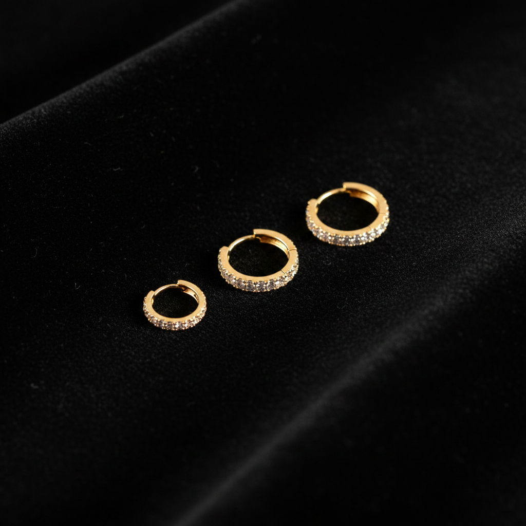 14K Gold Plated Kenivira Huggie Hoop Earrings