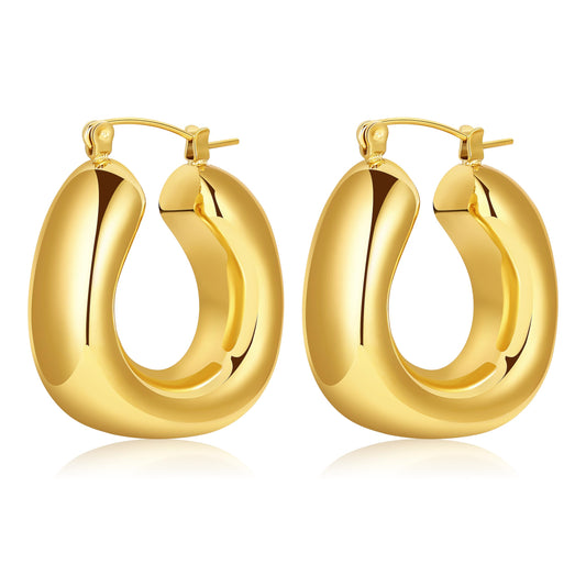 GoldLux 18K Chunky Hoop Earrings