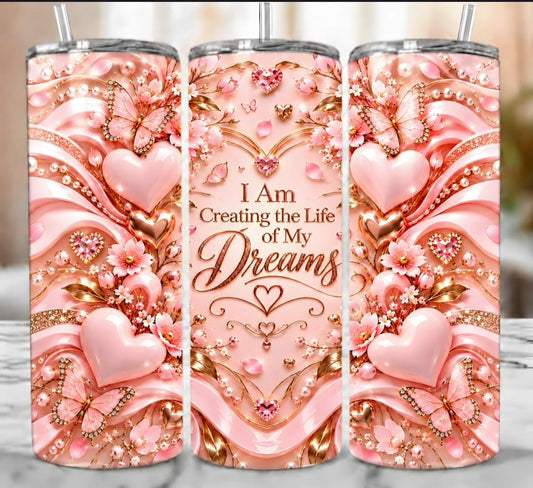 20 oz Pink Floral Dream Life Tumbler 💖 Make It Yours!