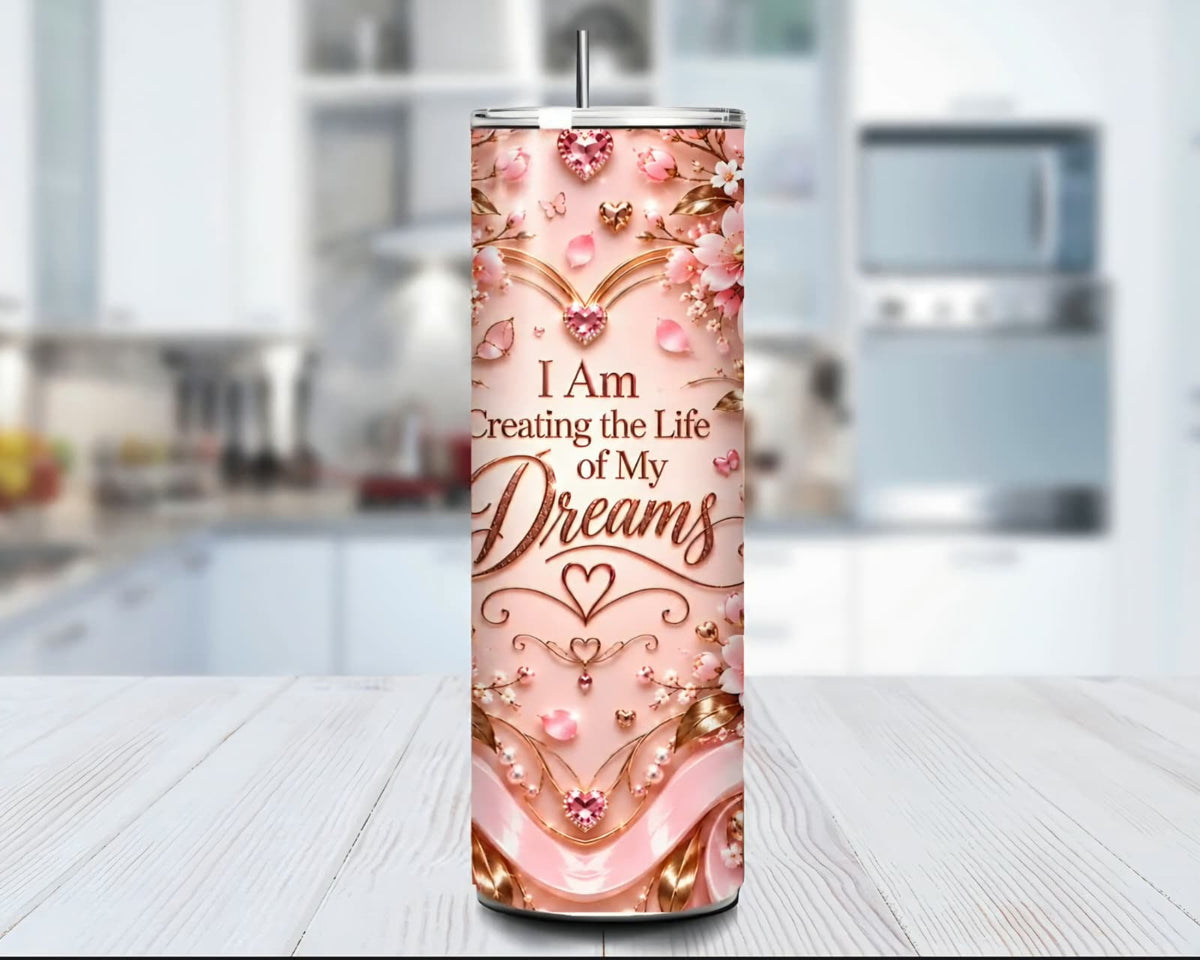 20 oz Pink Floral Dream Life Tumbler 💖 Make It Yours!
