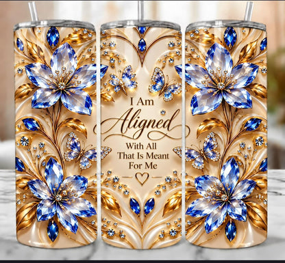 20 oz Blue Floral Alignment Tumbler 💙 Make It Yours!