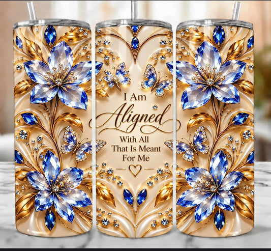 20 oz Blue Floral Alignment Tumbler 💙 Make It Yours!