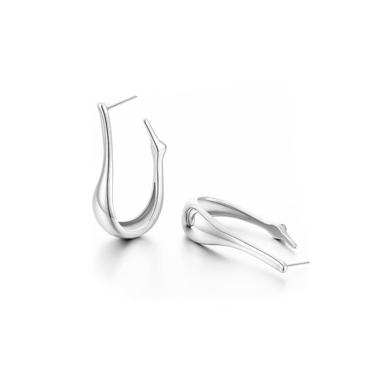 Chic Silver Hoop Earrings 14k White Gold Plated