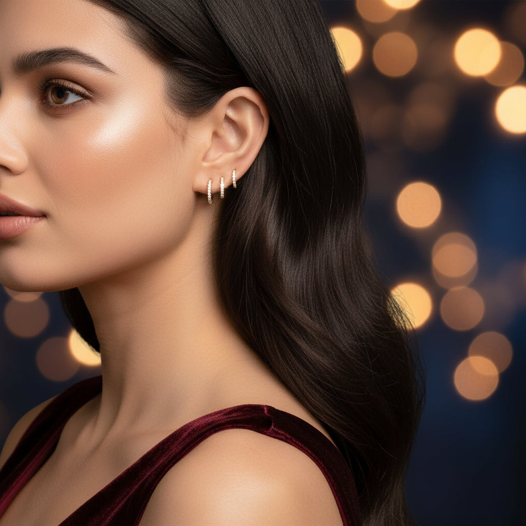 14K Gold Plated Kenivira Huggie Hoop Earrings