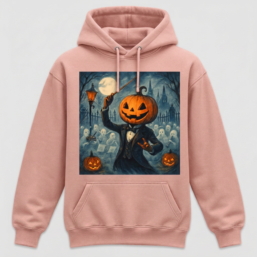Blush pink Pumpkin-Head Conductor Halloween hoodie
