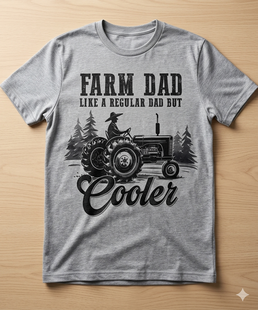 Vintage Monochrome "Farm Dad" Tractor Graphic Tee