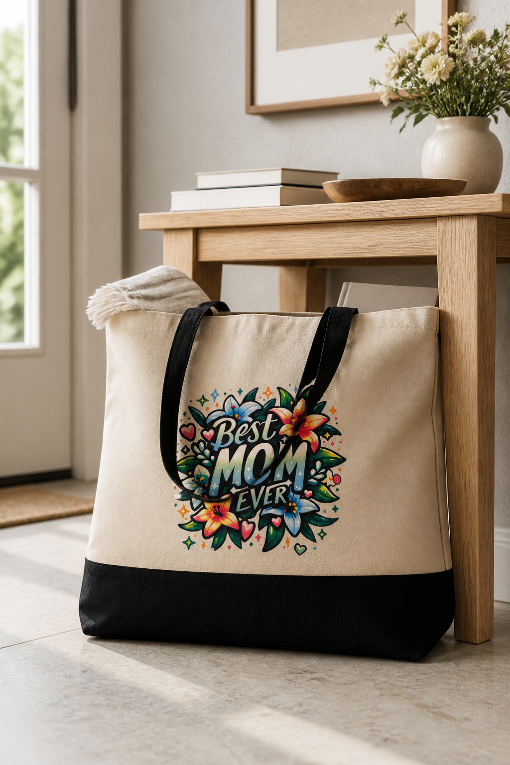 Best Mom Ever Gifts Tote Bag – New Mom Gift Idea for Women, Canvas Bag for Mom to Be, First Time Mom