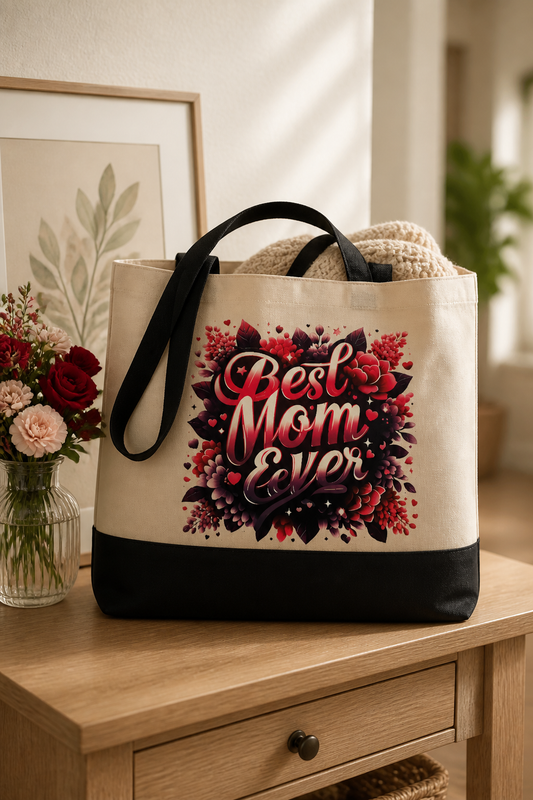 Best Mom Ever Gifts Tote Bag – New Mom Gift Idea for Women, Canvas Bag for Mom to Be, First Time Mom