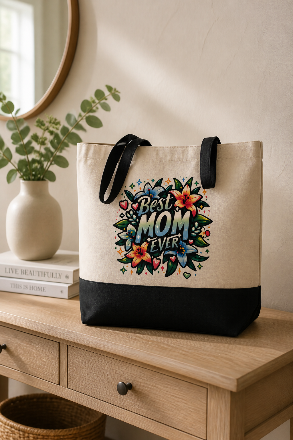 Best Mom Ever Gifts Tote Bag – New Mom Gift Idea for Women, Canvas Bag for Mom to Be, First Time Mom