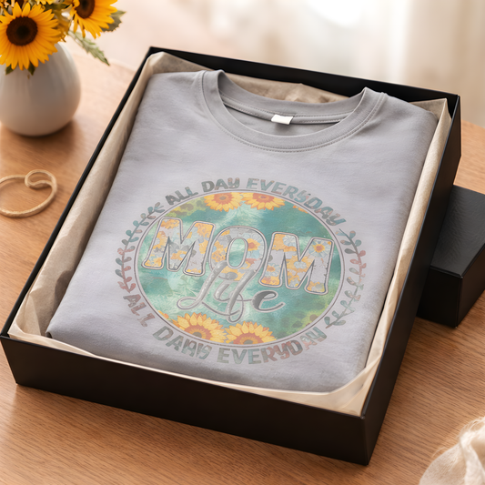Mom Life Wildflower Design T-Shirt