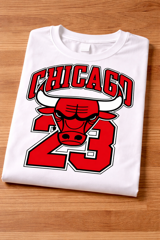 Chicago 23 Vintage Basketball Bull Graphic T-Shirt – White