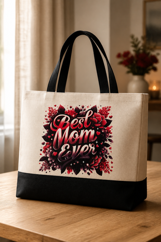 Best Mom Ever Gifts Tote Bag – New Mom Gift Idea for Women, Canvas Bag for Mom to Be, First Time Mom