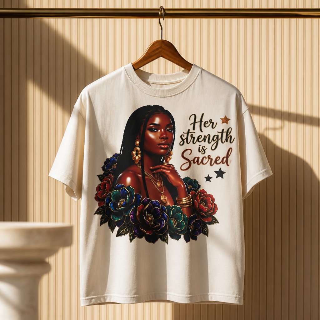 Her Strength Is Sacred Inspirational Empowerment Floral Graphic