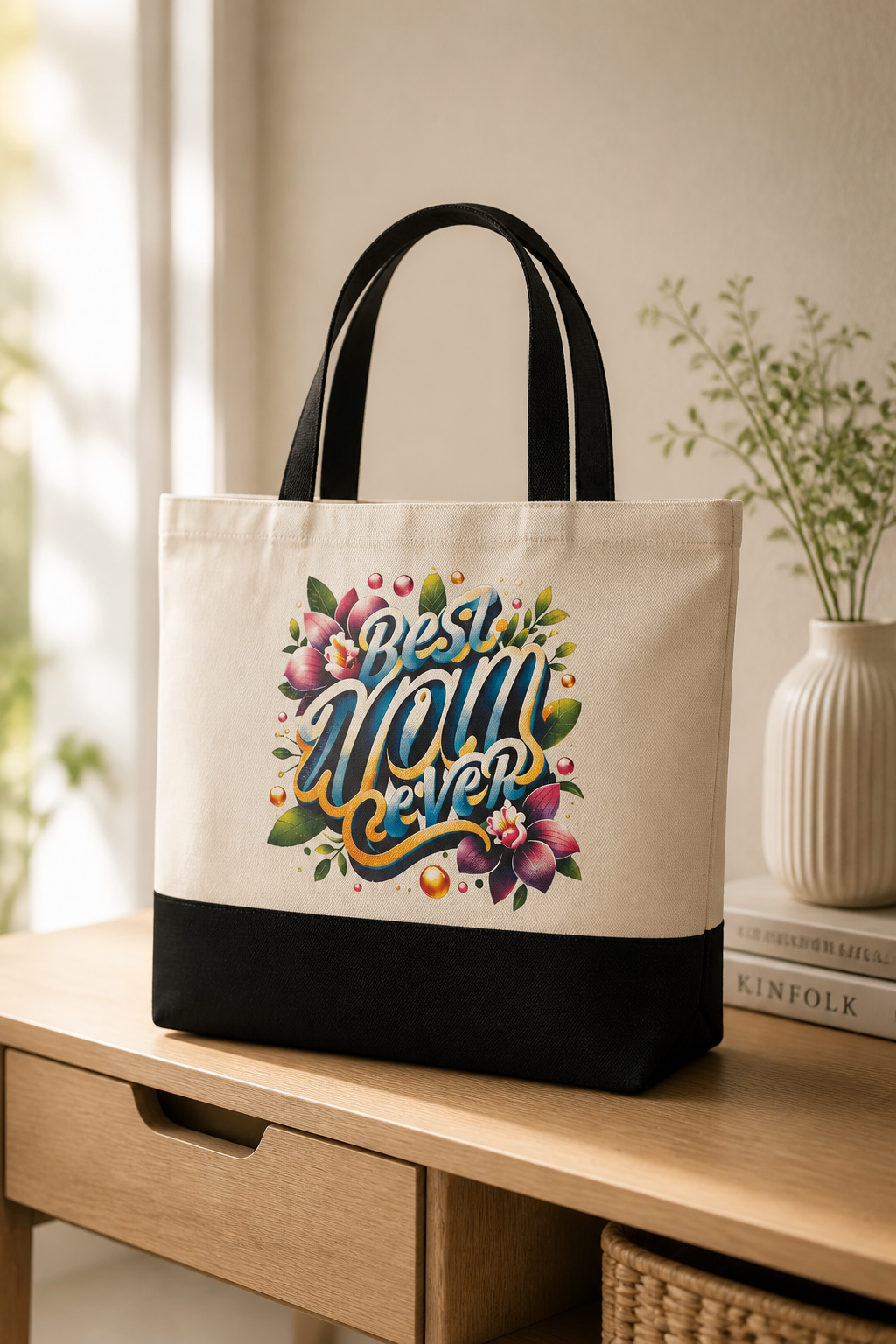 Best Mom Ever Gifts Tote Bag – New Mom Gift Idea for Women, Canvas Bag for Mom to Be, First Time Mom