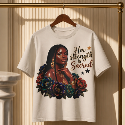 Her Strength Is Sacred Inspirational Empowerment Floral Graphic