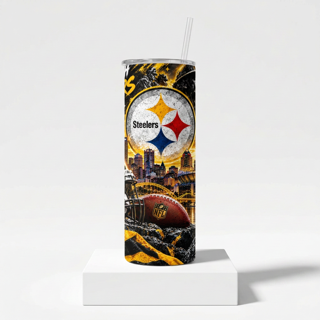 20 oz Pittsburgh Steelers Steel City Gold Skinny Tumbler