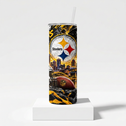 20 oz Pittsburgh Steelers Steel City Gold Skinny Tumbler