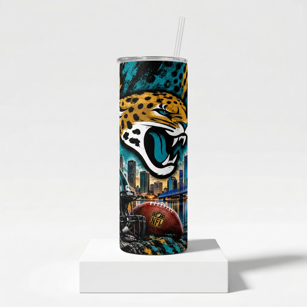 20 oz Jacksonville Jaguars Teal & Gold Skinny Tumbler