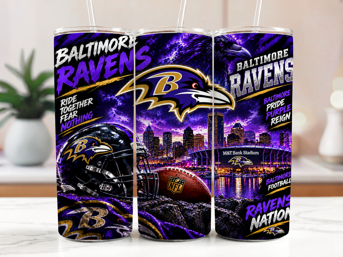 20 oz Baltimore Ravens Purple Storm Skinny Tumbler