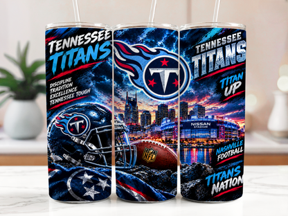 20 oz Tennessee Titans Electric Blue Skinny Tumbler