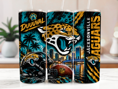 20 oz Jacksonville Jaguars Teal & Gold Skinny Tumbler