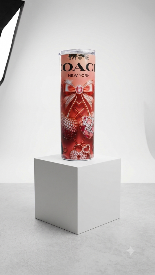 Rose Pearl Bow Glam Skinny Tumbler
